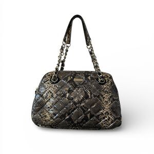 ✨ Kate Spade Chic Snakeskin-Embossed Quilted Leather Dual Chain Shoulder Bag ✨